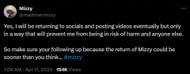 TikToker says he will eventually return to making videos (Image via X)